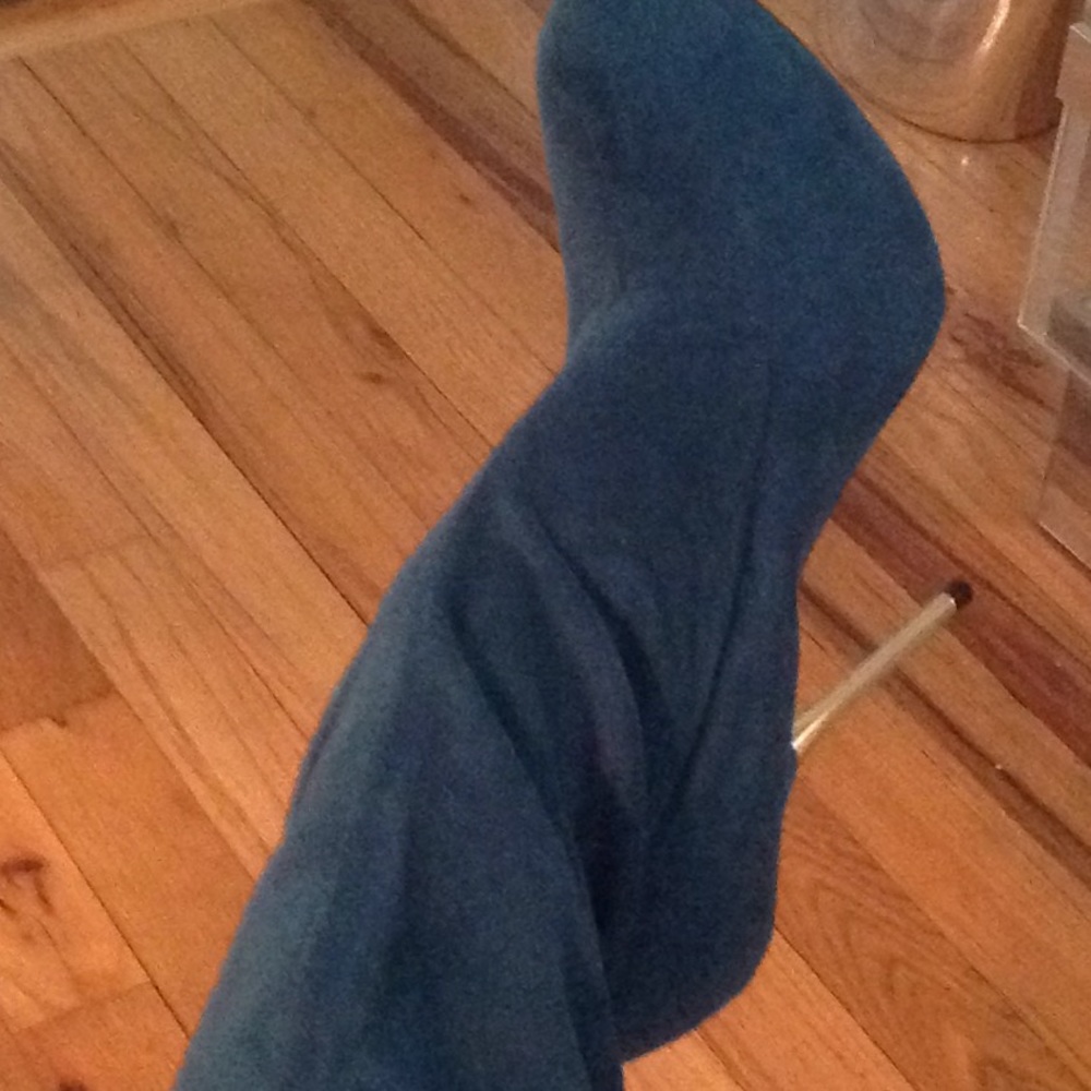 New teal swade over knee high boots
